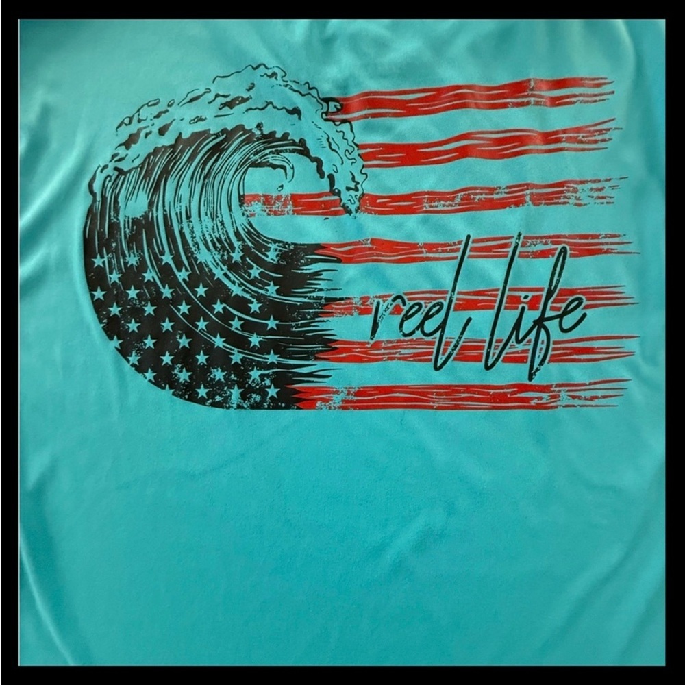 Reel Life Long Sleeve Sun Shirt UV T-Shirt - Horizion Blue Men’s SZ M